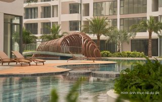 Hồ bơi thực tế MT Eastmark City làn nước sạch, khu tắm nắng xanh bao quanh